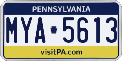 PA license plate MYA5613