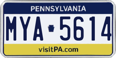 PA license plate MYA5614