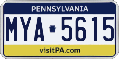 PA license plate MYA5615