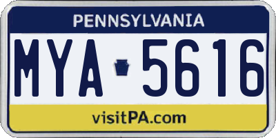 PA license plate MYA5616