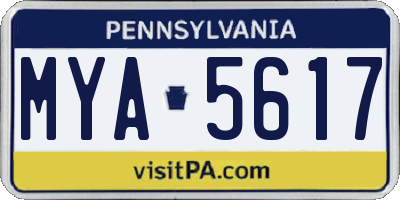 PA license plate MYA5617