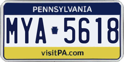 PA license plate MYA5618