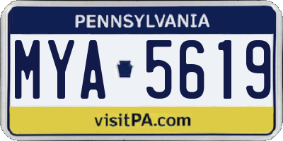 PA license plate MYA5619