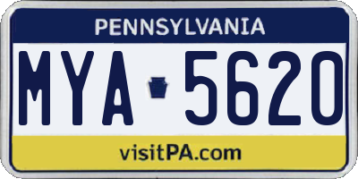 PA license plate MYA5620