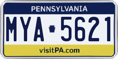 PA license plate MYA5621