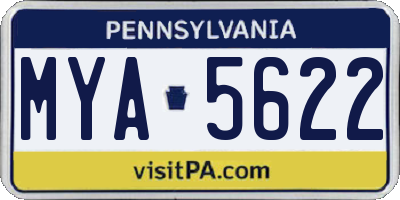 PA license plate MYA5622