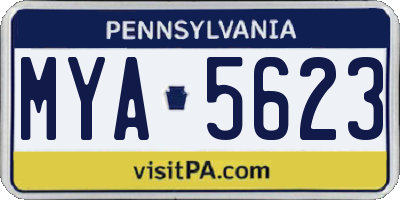 PA license plate MYA5623