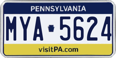 PA license plate MYA5624
