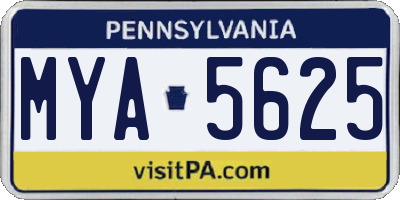 PA license plate MYA5625