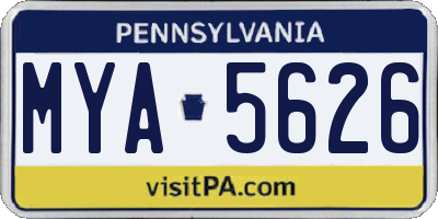 PA license plate MYA5626