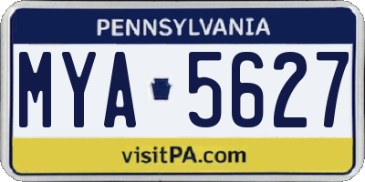 PA license plate MYA5627
