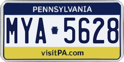 PA license plate MYA5628