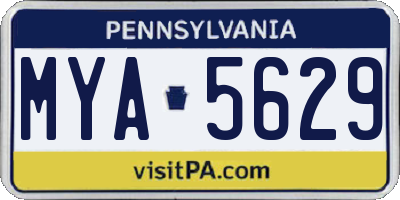 PA license plate MYA5629