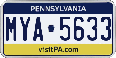 PA license plate MYA5633