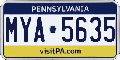 PA license plate MYA5635