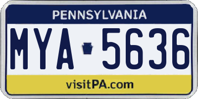 PA license plate MYA5636