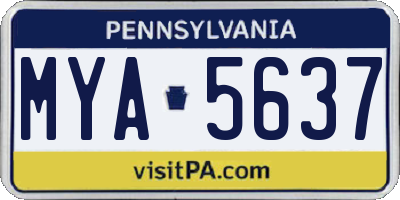 PA license plate MYA5637