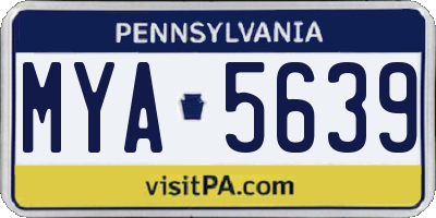 PA license plate MYA5639