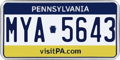 PA license plate MYA5643