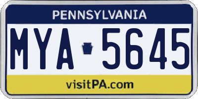 PA license plate MYA5645