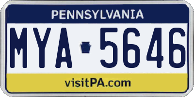 PA license plate MYA5646