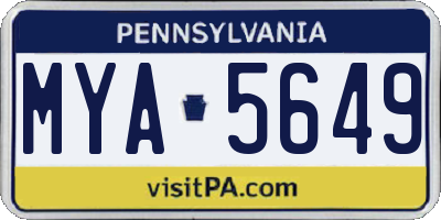 PA license plate MYA5649