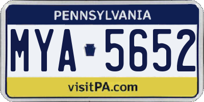PA license plate MYA5652