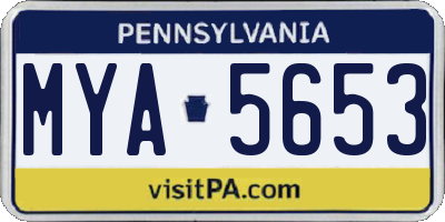 PA license plate MYA5653