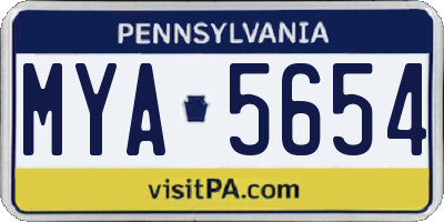 PA license plate MYA5654
