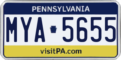 PA license plate MYA5655