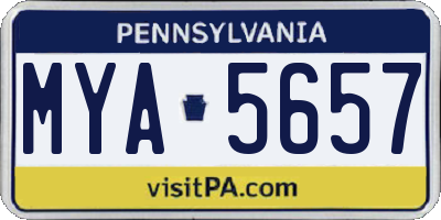 PA license plate MYA5657