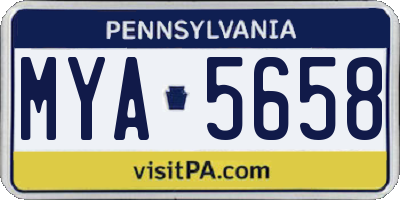 PA license plate MYA5658
