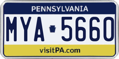 PA license plate MYA5660
