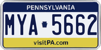PA license plate MYA5662