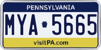 PA license plate MYA5665