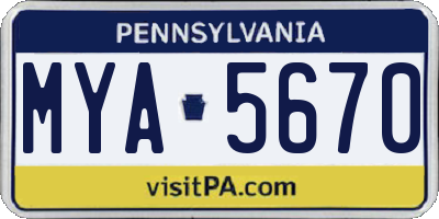 PA license plate MYA5670