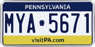 PA license plate MYA5671