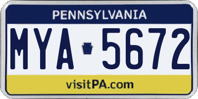 PA license plate MYA5672