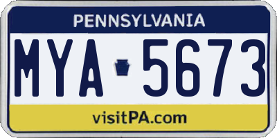 PA license plate MYA5673