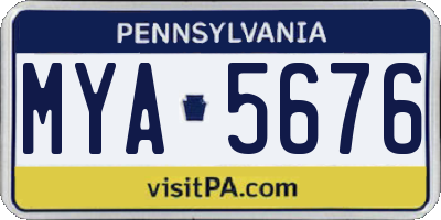 PA license plate MYA5676