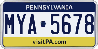 PA license plate MYA5678