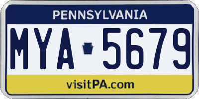 PA license plate MYA5679