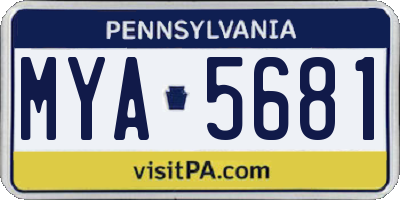 PA license plate MYA5681