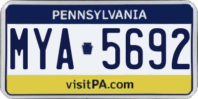 PA license plate MYA5692
