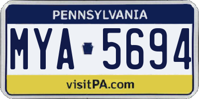 PA license plate MYA5694
