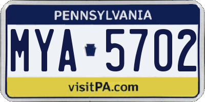 PA license plate MYA5702