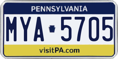 PA license plate MYA5705