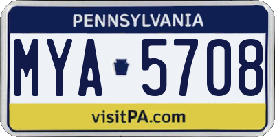 PA license plate MYA5708