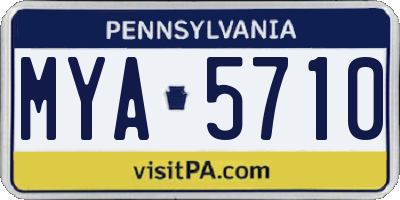 PA license plate MYA5710