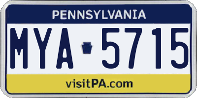 PA license plate MYA5715